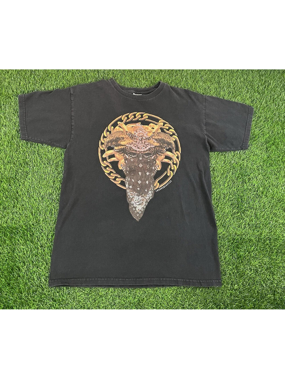 Vintage Y2K Grunge Crooks & Castle Cultivated Lux Medusa Black T-Shirt Mens M